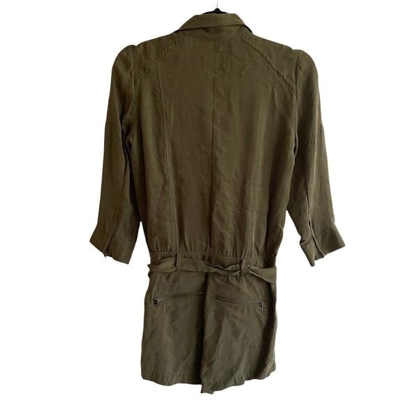 GUESS Army Green Shorts Romper One-Piece Jumpsuit Belt 3/4 Sleeves Olive Green 0 - Picture 3 of 4